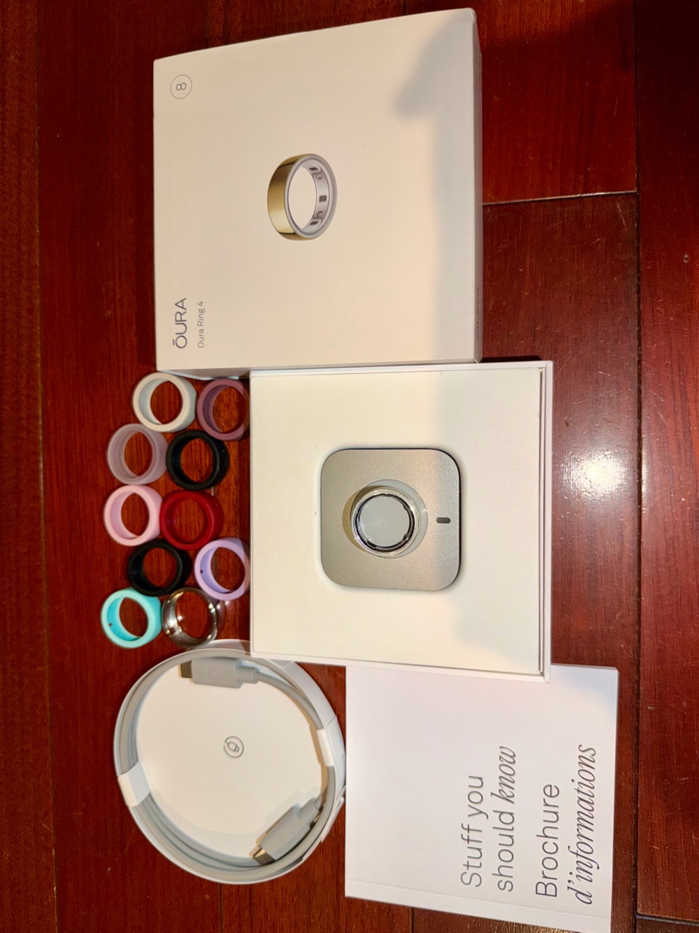Oura Ring 4 Size 8 Yellow Smart Ring PLUS 10 multicolored thin silicone covers